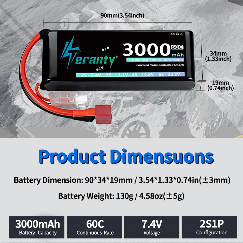 테란티 2S 3000mAh 리포 배터리 7.4V 60C - Drone Battery Connector 리뷰 및 가격