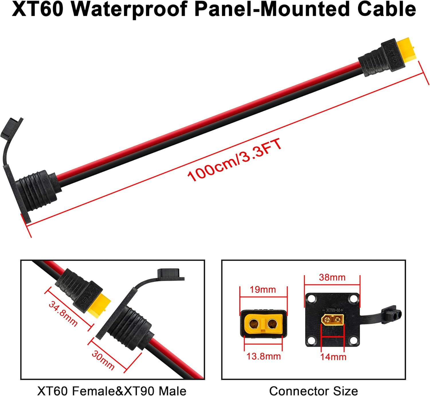 JMUYTOP 3FT 12AWG XT60 패널 마운트  - Drone Battery Connector 리뷰 및 가격
